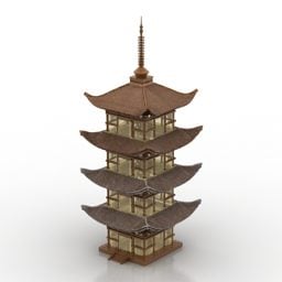 مدل سه بعدی بتکده چینی ساختمان باستانی