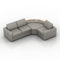 Grey Corner Sofa Pushe Bruno 3d model