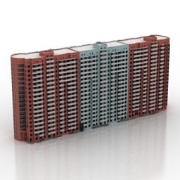 City Hi-rise Building Bostäder 3d-modell