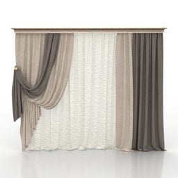 Curtain Brown White Color 3d model