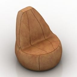 صندلی راحتی چرم قهوه ای Pushe Grusha مدل سه بعدی