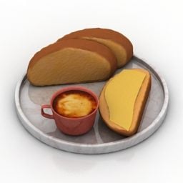 Set Bread Sandwich Food 3d model