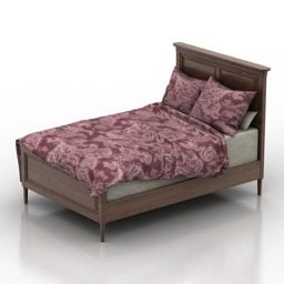 Wooden Mdf Bed Double Style 3d model