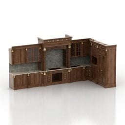 Kitchen Classic Wooden Cabinet 3d model