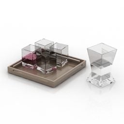 Set glazen koffiekopjes 3D-model