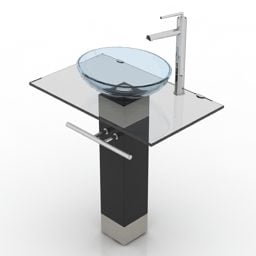 Armário de vidro de louças sanitárias para torneira de pia modelo 3d
