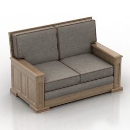 Wood Back Sofa Armchair 3d model