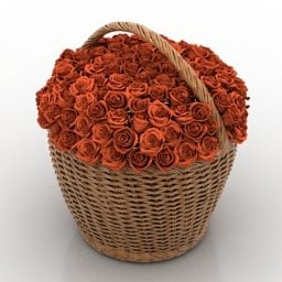 Model 3d Ware Dekorasi Basket Roses