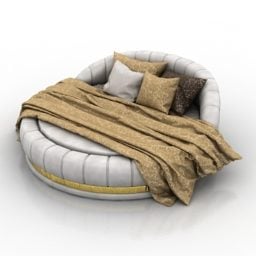 Bed Round Shaped With Blanket 3d model