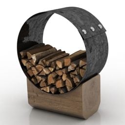 Bûche de bois de chauffage en forme de cercle modèle 3D