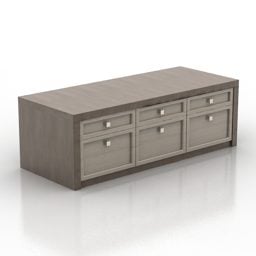 Office Low Locker Wood Material 3d model