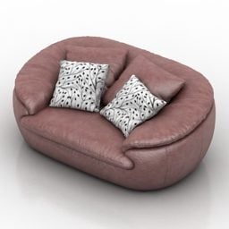 Leather Couch Two Seats 3d model