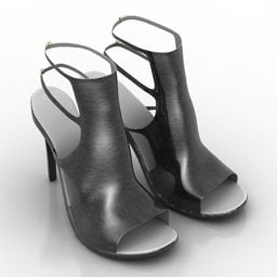 حذاء بناتي جلد أسود موديل 3D