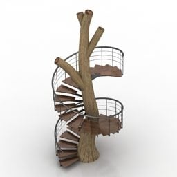 Stair Tree Shaped With Handrails 3d model