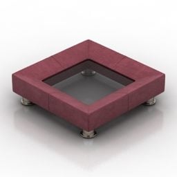 Rode vierkante tafel Pushe 3D-model