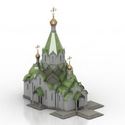 Russisk kirkebygning med gulltak 3d-modell