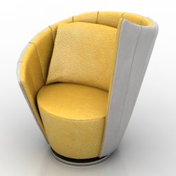 Yellow Armchair Jori High Back 3d model
