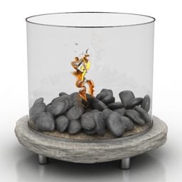 Cylinder Glass Fireplace 3d model
