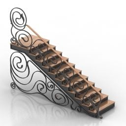 3д модель лестницы со старинными перилами
