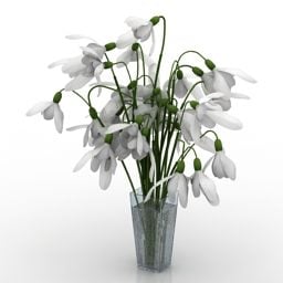 Vazo Beyaz Çiçekler V1 3d modeli