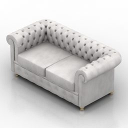 Sofa Chesterfield White Leather 3d model