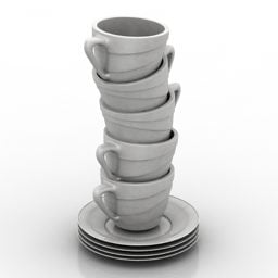 ست ظروف لیوان مدل سه بعدی
