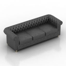 Sofa Chesterfield Black Leather 3d model