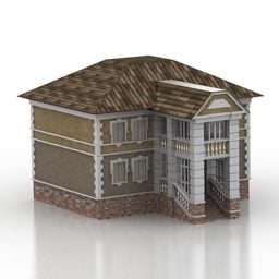 Modelo 3d de edificio de casa de campo americano