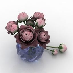 Vase Pion Flowers 3d model