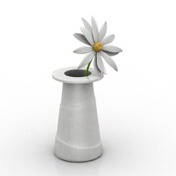 Red Tulip Flower In Glass Vase 3d model