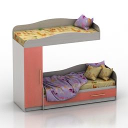 Sänky Lastenhuone Sisustus 3D-malli
