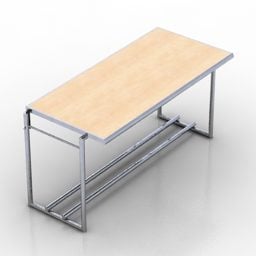 3D model dřevěného stolu s ocelovým rámem
