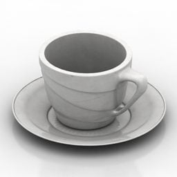 כוס כלי שולחן עם צלחת דגם תלת מימד