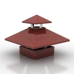 Auf dem Dach montiertes 3D-Modell mit Schornsteinkappe