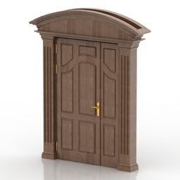 Modello 3d in stile classico con porta in legno