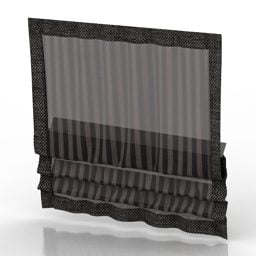Cortina cega em tecido preto modelo 3d