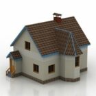House Building With Tiles Roof