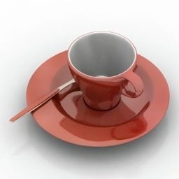 Ceramic Red Cup Plate 3d model