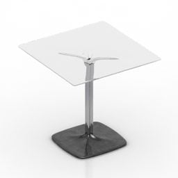 Square Glass Table Steel Leg 3d model