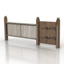 Modelo 3d de portão de cerca de madeira antigo
