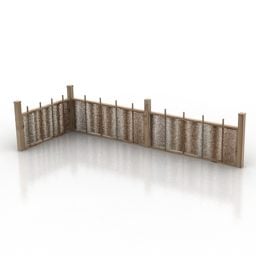 Mô hình 3d hàng rào gỗ cũ