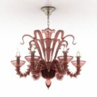 Luster Chandelier Red Glass
