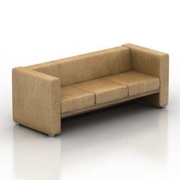 Brown Sofa Leather Two Seats 3d model