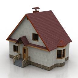 주택 건물 3층 XNUMXd 모델