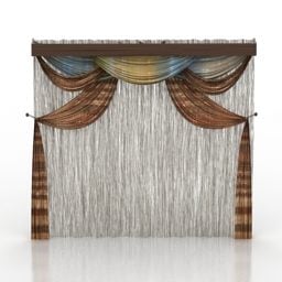 Vintage Curtain Brown White Layers 3d model