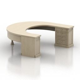 Curved Reading Table For Library 3d model