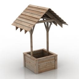 木の井戸樽3Dモデル