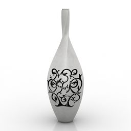 Porcelain Vase Decor Floral Texture 3d model