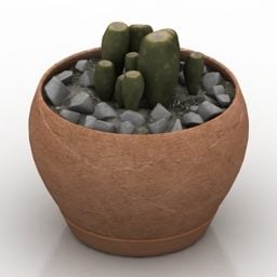 3д модель Ваза Кактус Растительный Декор