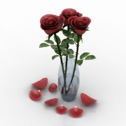 Glass Vase With Roses 3d model